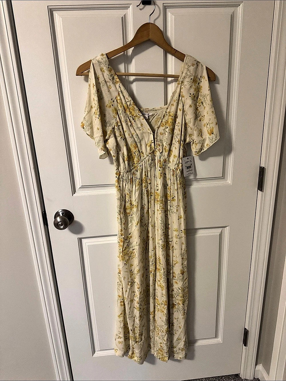 O'Neill SuM461060 Floral Maxi Dress in White & Yellow Size Small NWT